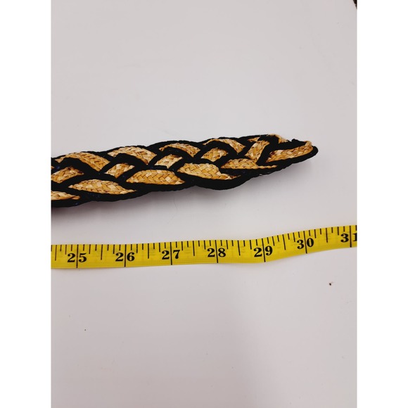 Labels by Donewell Noosa Australia Black Natural Braided Belt Wood Buckle RARE